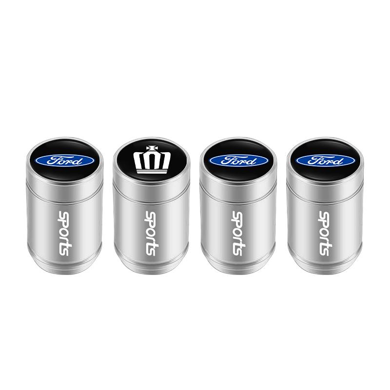 4Pcs Metal Car Tire Valve Caps 3D Aluminum Alloy Stem Caps For Ford Focus Mk2 Mk4 Mk8 Fiesta Mondeo Shelby Ecosport Mustang PumaBD7