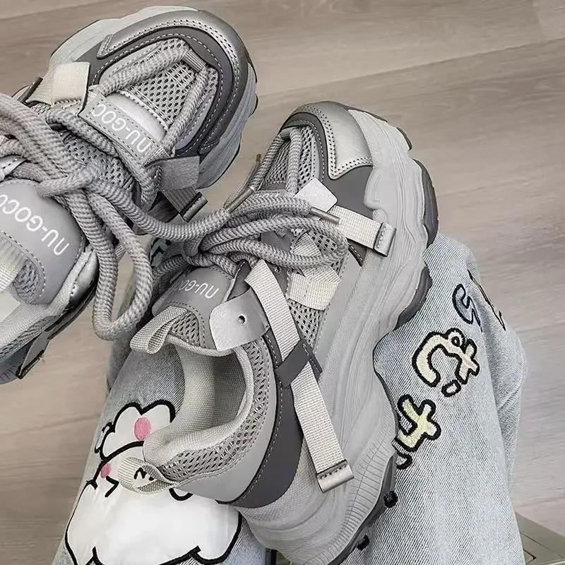 Net Face Dad Shoes Women'S Thick Soled Sponge Cake Spring New Versatile And Popular Casual Women'S Shoes