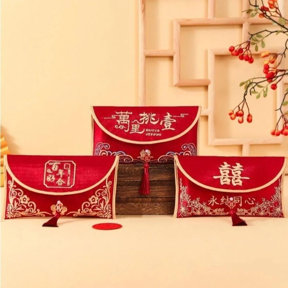 Brocade Cloth Tassel Brocade Red Envelope Spring Festival New Year Money Bag  Party Gifts