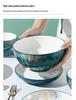 Peacock Green Pumpkin Tableware Set: Rice Bowl, Plate, Soup Bowl, Noodle Bowl, Fish Plate.