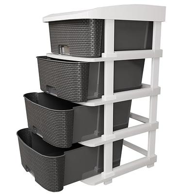 Plast Modulær Skuff Oppbevaringskommode Skuffeorganisator Oppbevaringsboks, Stor Stomo Hyller For Flerbruksorganisatorer | Grå | 4 Lag