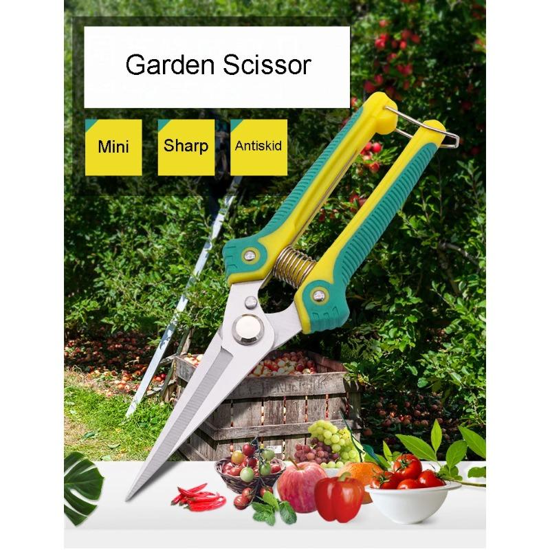 Straight Head Stainless Steel Sharp Slim Blade Labor-Saving Pruning Shears TPR Handle Household Garden Scissors Bonsai Plants