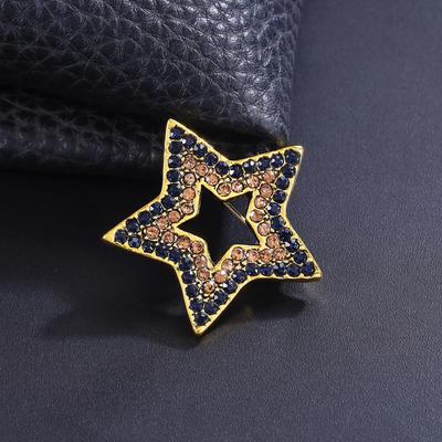 Luxury Rhinestone Star Brooch Pin for Elegant Suits