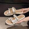 Mary Jane Shoes New Retro Shallow Mouth One Word Versatile Flat Bottom Soft Sole Single Shoes Gentle Women's Sandals