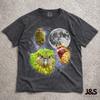 Drei Kakapo Retro Grafik T-Shirts, Vintage Kakapo Mond T-Shirt, Kakapo Liebhaber, Lustiges Kakapo T-Shirt, Übergroßes gewaschenes T-Shirt, Albernes Geschenk, Papageien