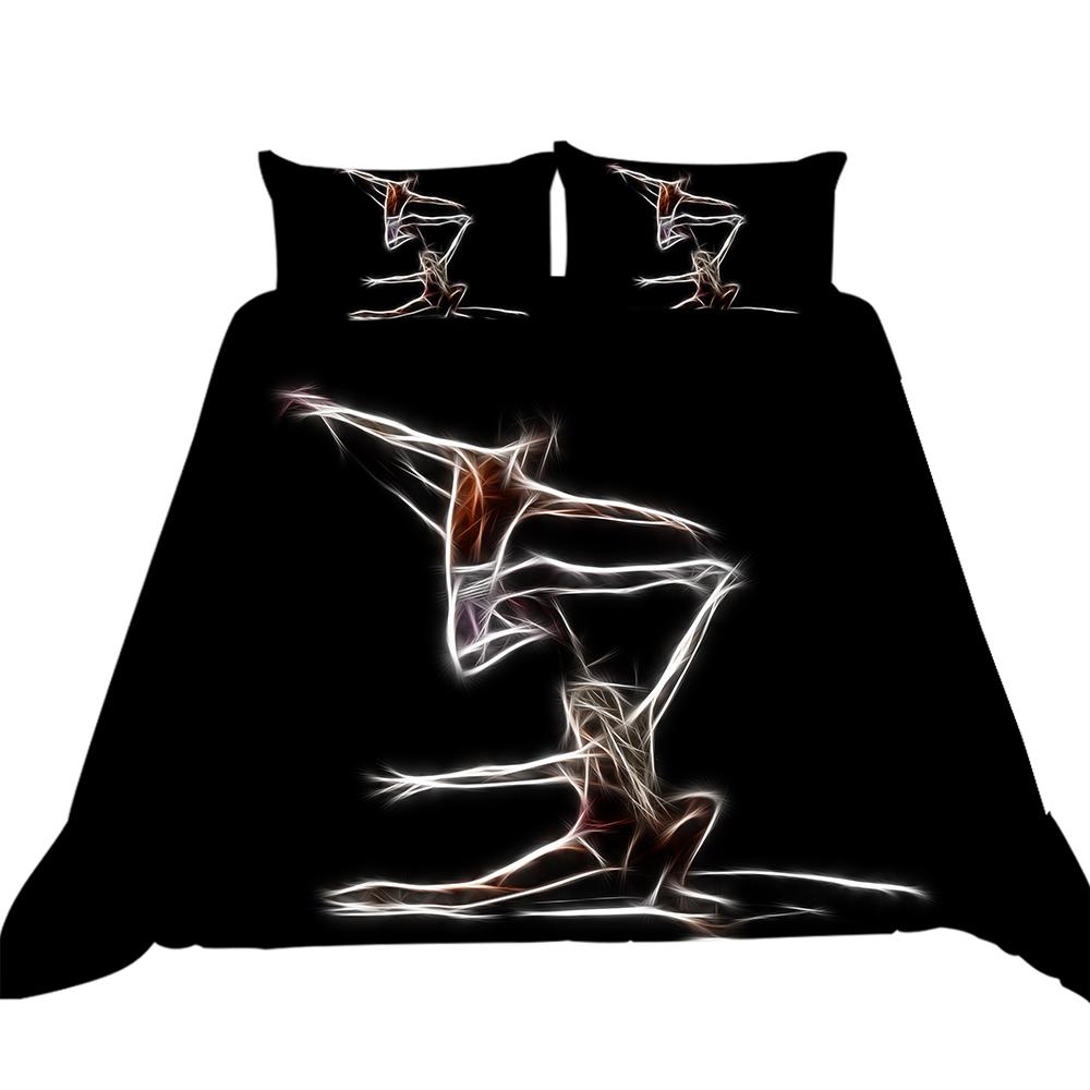 3D домашний комплект постельного белья с танцевальным принтом, пододеяльник, наволочка, танцевальный узор с тенями, супер мягкое украшение для дома Baby 100x135cm