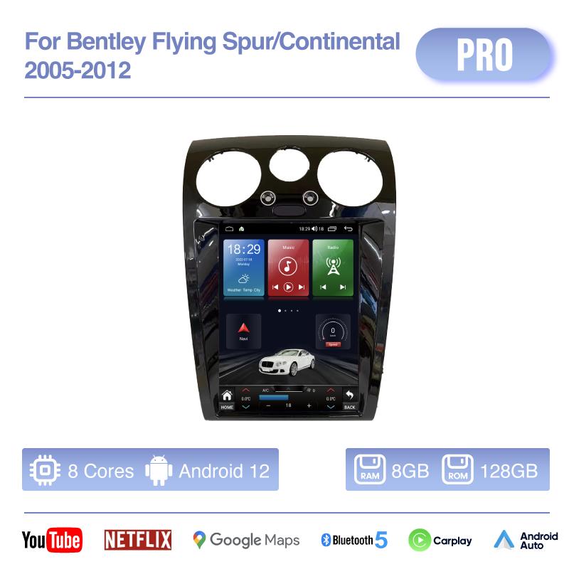 12.1Inch For Bentley Flying Spur/Continental 2005-2012 Android12 MediaCarPlayer GPS Navigation 8Core 8+256G CarPlay 4G 360Camera