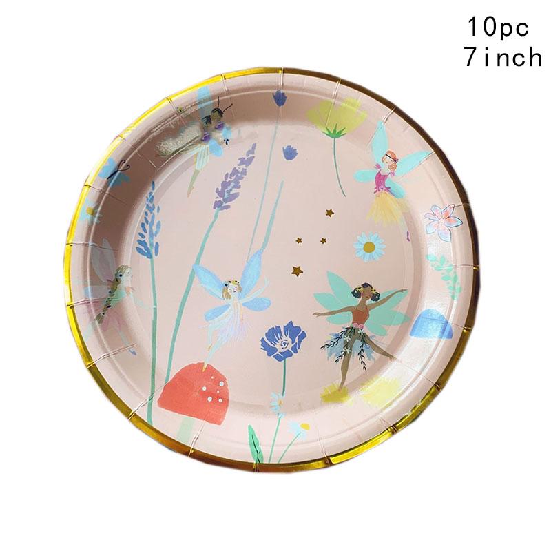 10Guests Fairy Party Disposable Tableware Butterfly Princess Plates Cups Napkins Girls Happy Spirit Theme Birthday Party Decor