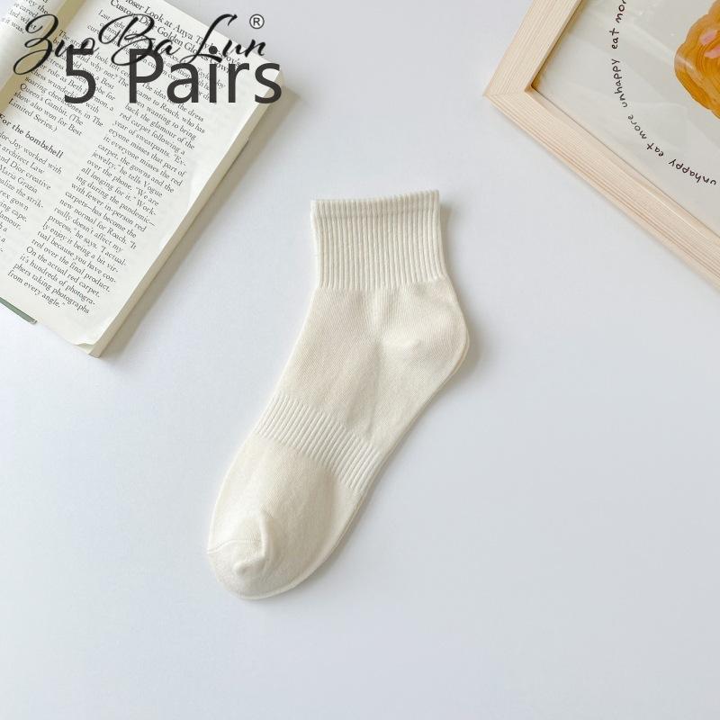 

5 пар женских летних хлопковых носков-труб из хлопка с эффектом впитывания пота и дышащих материалов 5 Pairs телесный