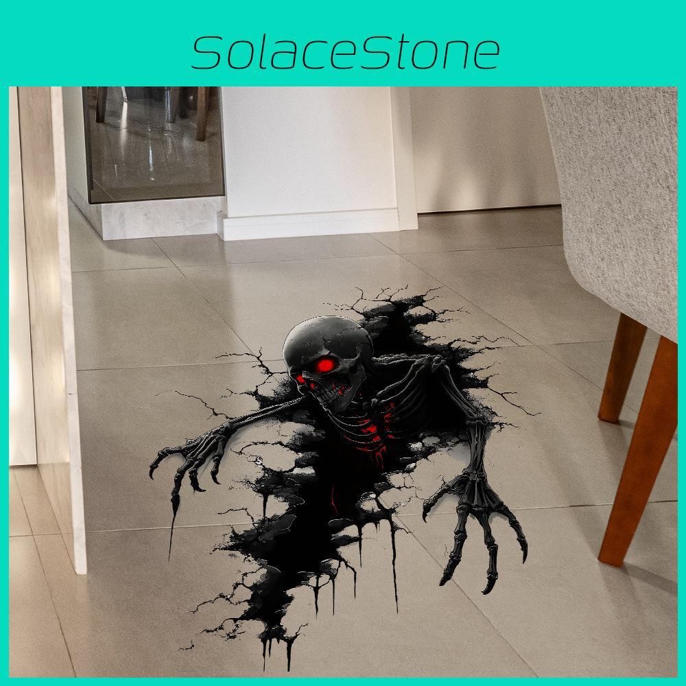 Scary Halloween Broken Wall Skeleton Office Living Room Home Stickers Decor