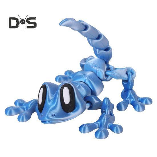 

Игрушка геккон, напечатанная на 3D-принтере, магнитная, с подвижными частями, фигурка домашней ящерицы, игрушка-антистресс для животных, для магнита на холодильник, декора для монитора компьютера A синий/серебряный
