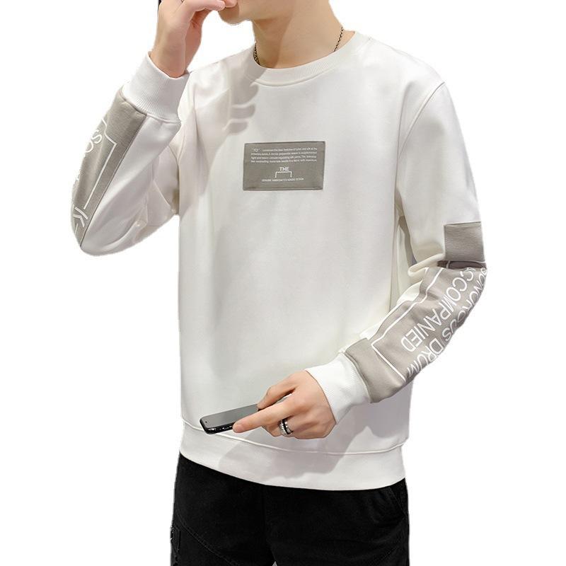Men's Sweatshirt Spring New Youth Hong Kong Style Casual Loose Round Neck Long Sleeve Versatile T-shirt Bottoming Shirt