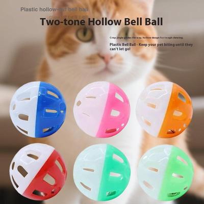 Hámster Chinchilla Gato Perro Plástico Redonda Hueca Dos Tonos Campana Juguete Pelota 4CM Juguete para Gato Paquete de 3 pelotas