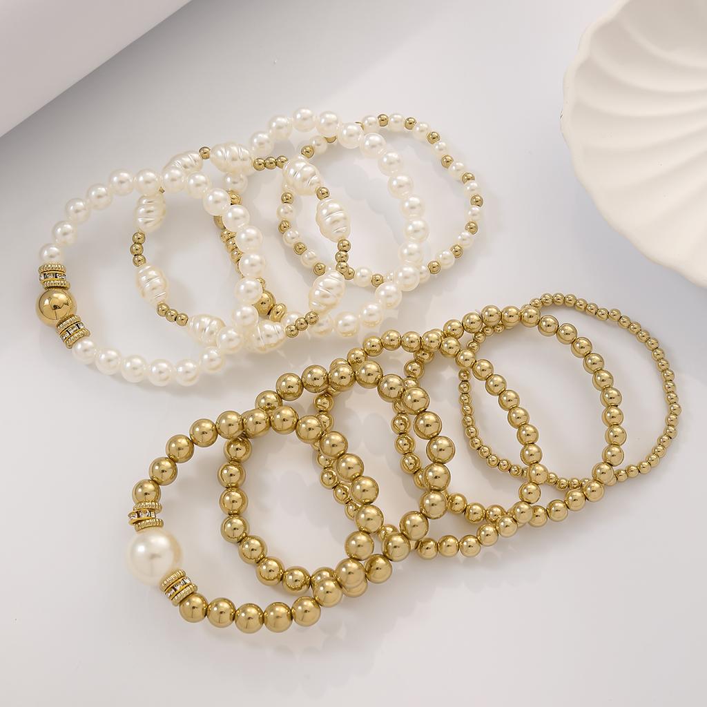 Vintage Punk CCB Bead String Elegant Irregular Imitation Zircon Bracelet Multi-layer Stacked Bracelet Women's Daily Party Zircon