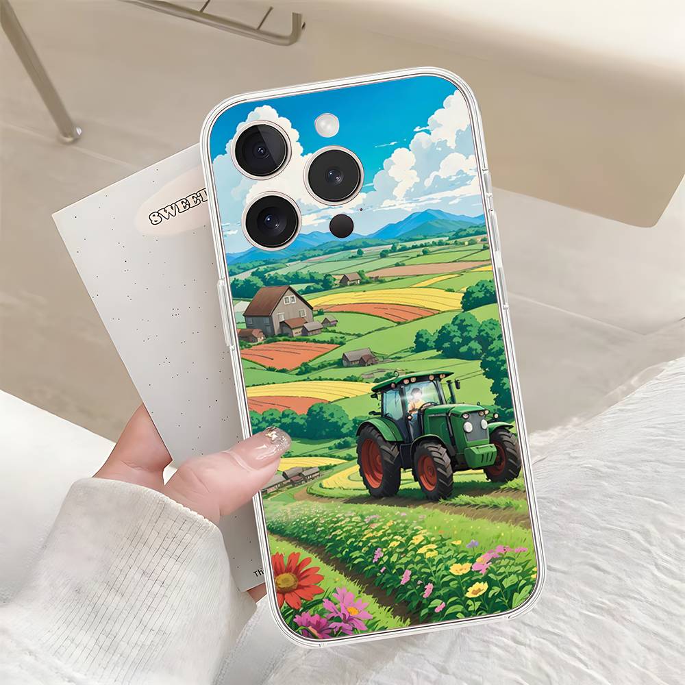 Rural Scenery Wheat Field Art Phone Case For IPhone 17 16 15 14 Plus 13 12 11 Pro Max Phone Back Cover Transparent Shockproof Co
