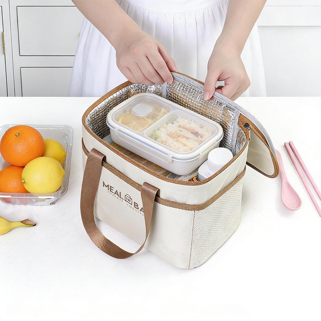 Double-Layer Insulated Lunch Tote for Office & School: Handheld Bento Bag