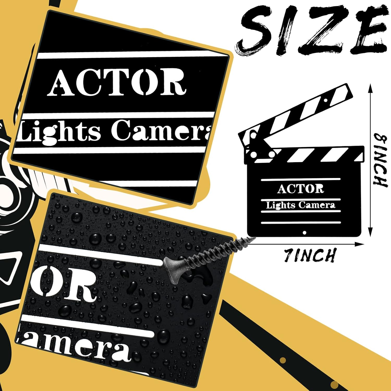 5 Pieces Movie Theater Decor Movie Theater Metal Home Room Decor Cinema and Popcorn Reel Wall Sign Art Cinema Film Wall Decoration for Home Party