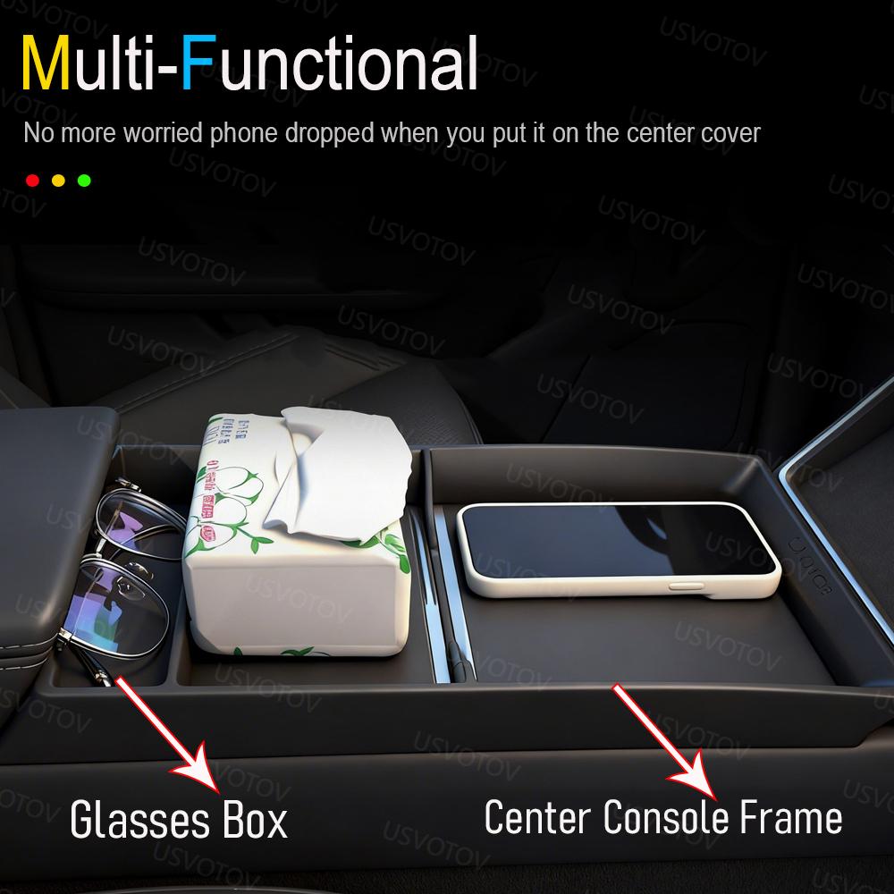 Center Console Wrap for Tesla Model 3 Y YL Juniper 2025 2026 Central Control Panel Frame Storage Box Organizer Glasses Holder