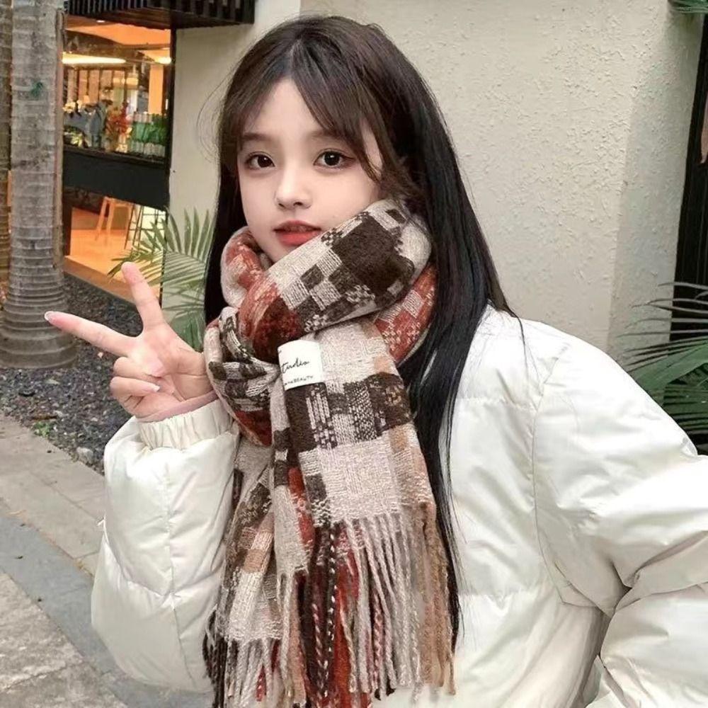 Versatile Plaid Scarf Soft Warm Wrap New Tassel Shawl  Autumn Winter