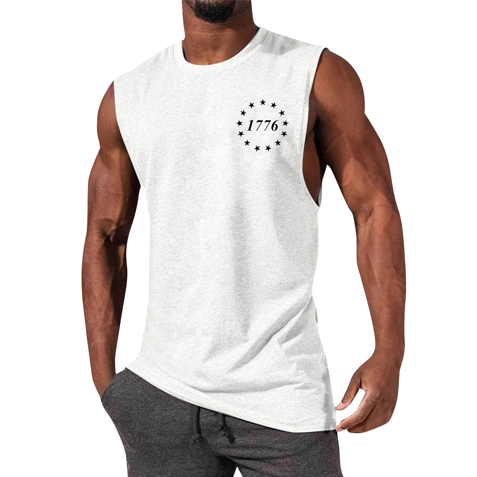 

Мужской летний модный повседневный жилет без рукавов, топы, мужской летний жилет без рукавов с принтом XL белый