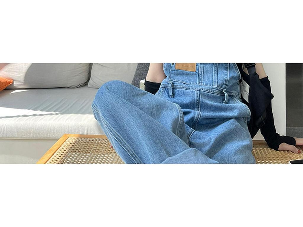 Schlankmachender Jeans-Overall für Damen: Neuer Herbststil, altersreduzierend, locker, weites Bein, bodenlang, große Größe.