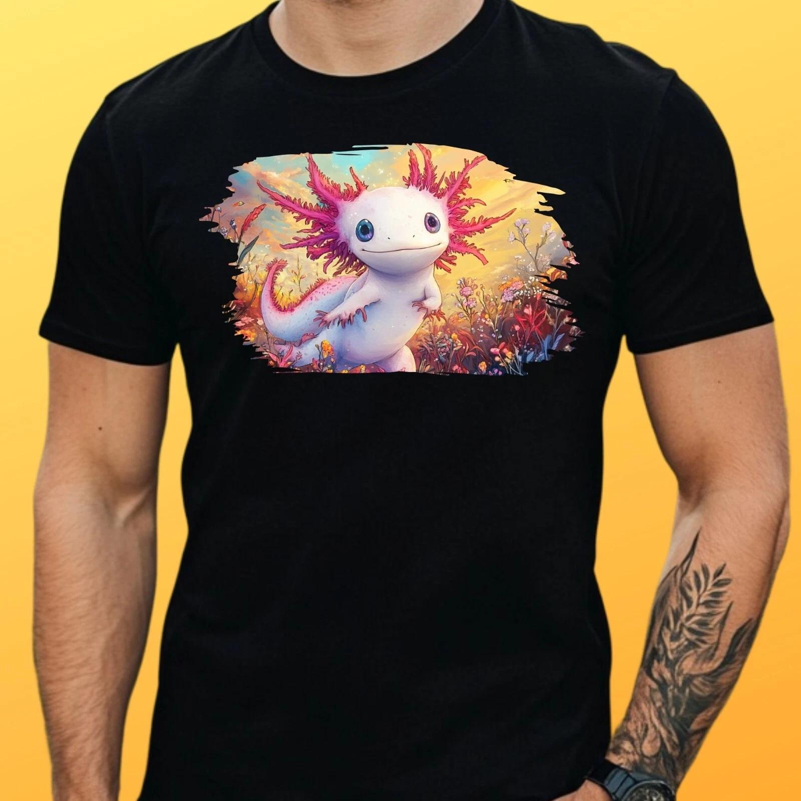 T-Shirt Men Axolotl Motif Cotton Size S to 5XL XL