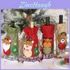 Adorable Burlap Snowy Christmas Wine Bottle Sleeve Featuring Cute Reindeer Design