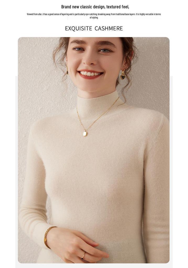 Autumn/Winter 2024 Women's Slim Fit Half-High Neck Cashmere Sweater