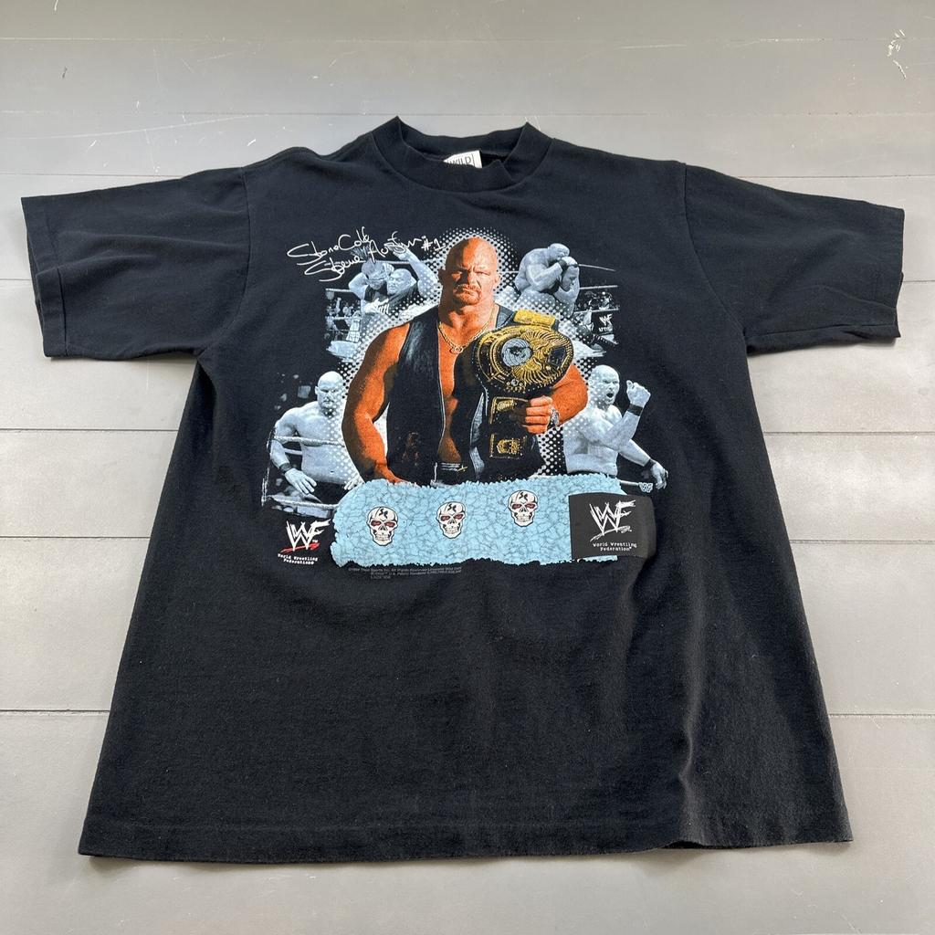 Maglietta Vintage Wild Oats Stone Cold Steve Austin Teschio Cintura 1998 Anni '90 Taglia L Uomo Maglietta Unisex