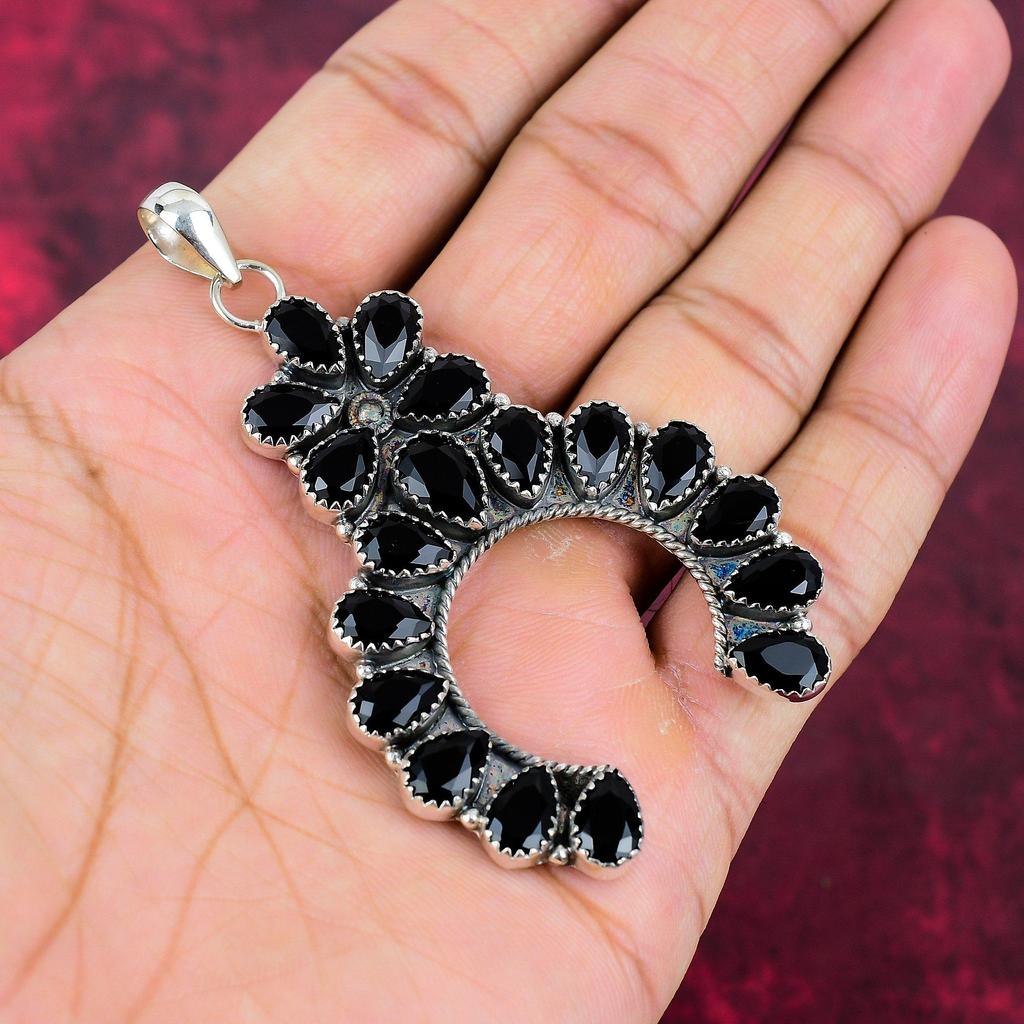 Black Spinel Pendant, 925 Solid Sterling Silver Gemstone Jewelry, Handmade Pendant, For Thanksgiving