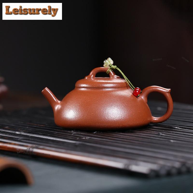 111ml Retro Yixing Purple Clay Teapots Handmade Scholar Pot Raw Ore Red Downhill Mud Kettle Chinese Zisha Tea Set Cafes Craft