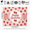 2D Sweet Strawberry Birthday Backdrop, Picnic & Farm Themed Party Decoration