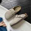 Thick-soled Leather Boken Shoes Women's Cork Heightening Slippers Flat-soled Fishing Boken Shoes Korean Version Retro Bag Head Half Slippers