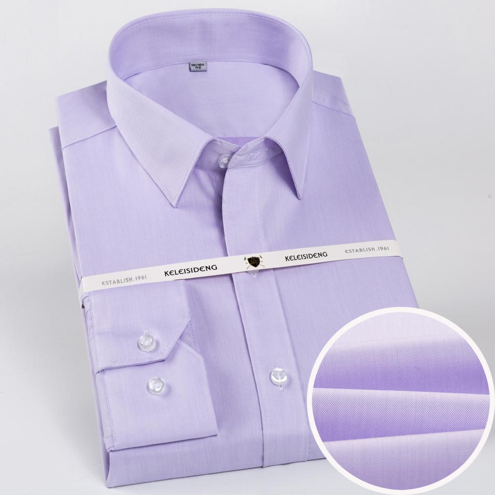 Men's Houndstooth Pattern Spread Collar Non-Iron Formal Shirts 100% Cotton - Long Sleeve Premium Quality Business Office Wear