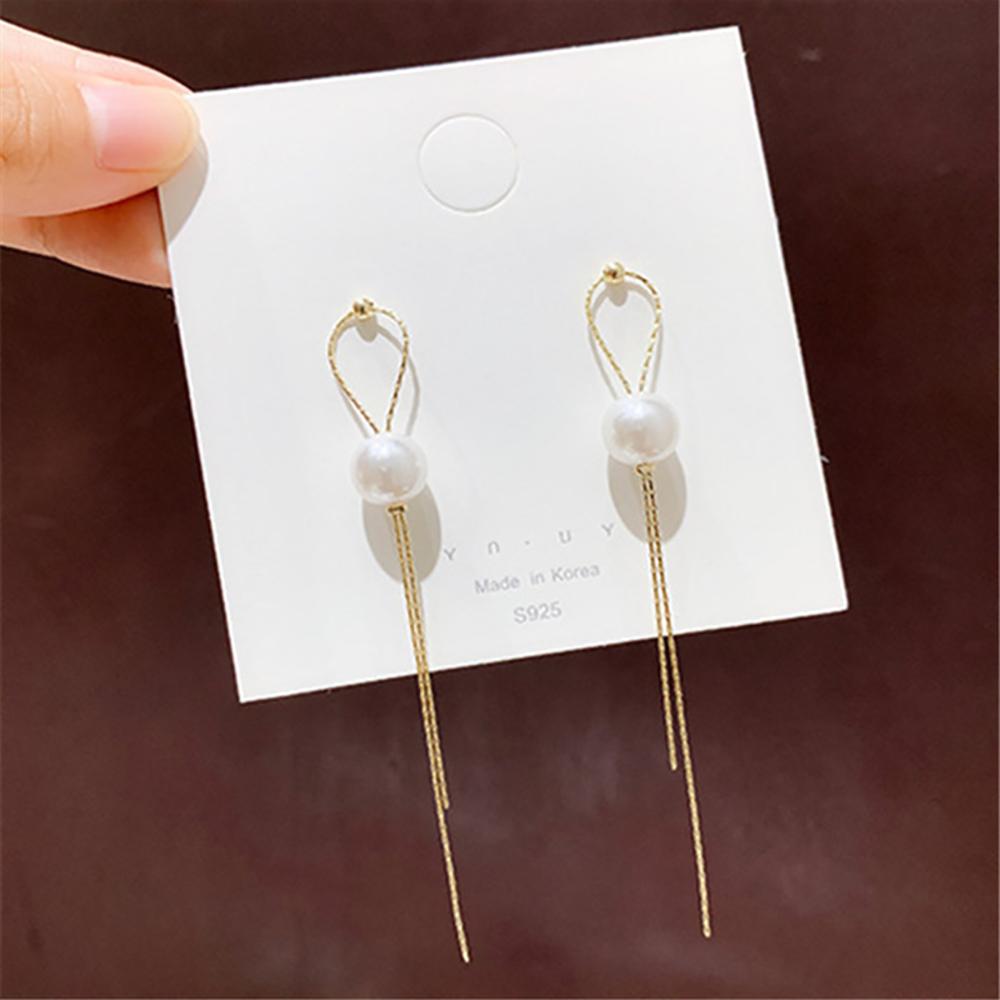 Vintage Glossy Arc Bar Long Tassel Drop Earrings for Women Gold Color Geometric Jewelry Luxury Hanging Pendientes