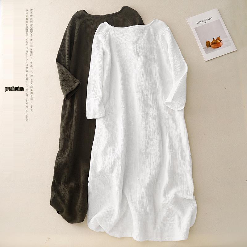 

Retro Linen V-Neck Loose Plus Size Women s Long Dress XXL