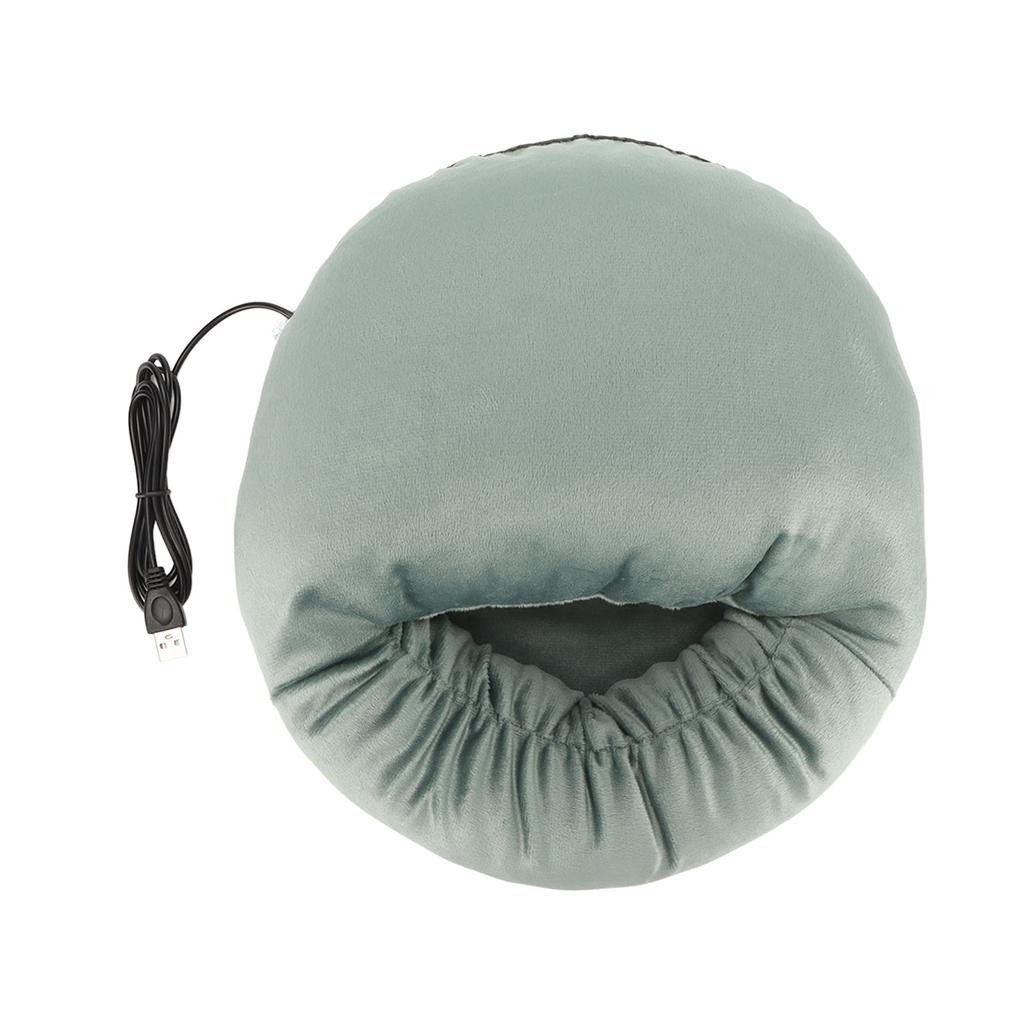 Electric Heated Foot Warmer Men Women Winter Home Soft Washable USB Foot Warmer for Work Study Green Black