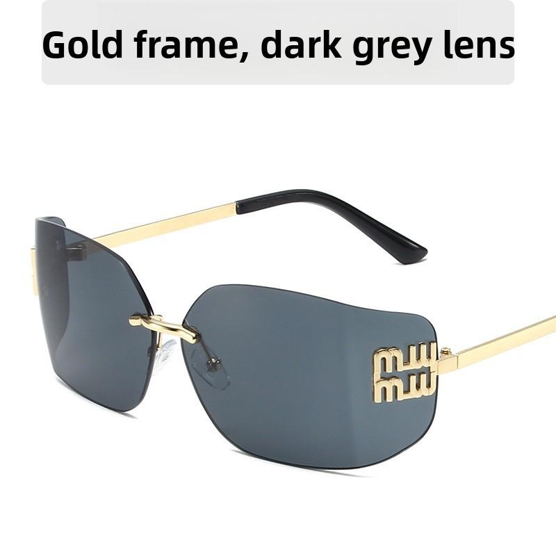 Y2k Unisex Frameless Sunglasses With Uv400 Antiglare For Street Fashion темно-серого