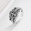 S Nordic Shield Cross Ring for Boys European and American Punk Rock Wide Pasta Ring