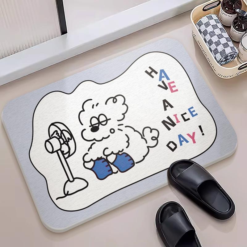 Cartoon hard diatom mud floor mat bathroom suction board non-slip quick-drying mat toilet door toilet floor mat foot mat