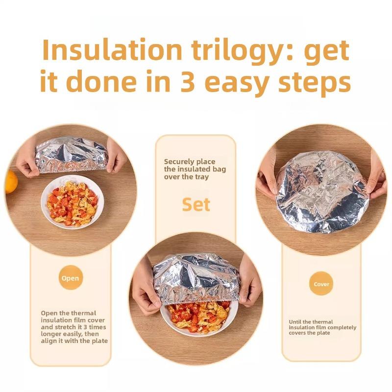 Meals - Aluminum Foil Film Cover for Food Preservation, Kitchen Storage Protector, Heat Insulation and Preservation Film, Insulation Cover