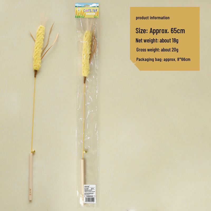 Creative Wheat Ear Cat Teaser Stick Toy: Durable, Bite-Resistant with Bell for Cats