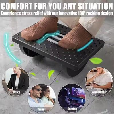 Büro-Fußhocker Ergonomische Fußstütze unter dem Schreibtisch mit Massage-Rollen Schmerzlindernde Fußstütze Tragbarer Home-Office-Gaming-Beinstütze