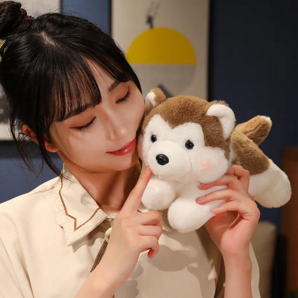 Stuffed Animal Husky Plush Toy Lying Brown Stuffed Puppy Dog Dog Plush Doll Xmas Gift