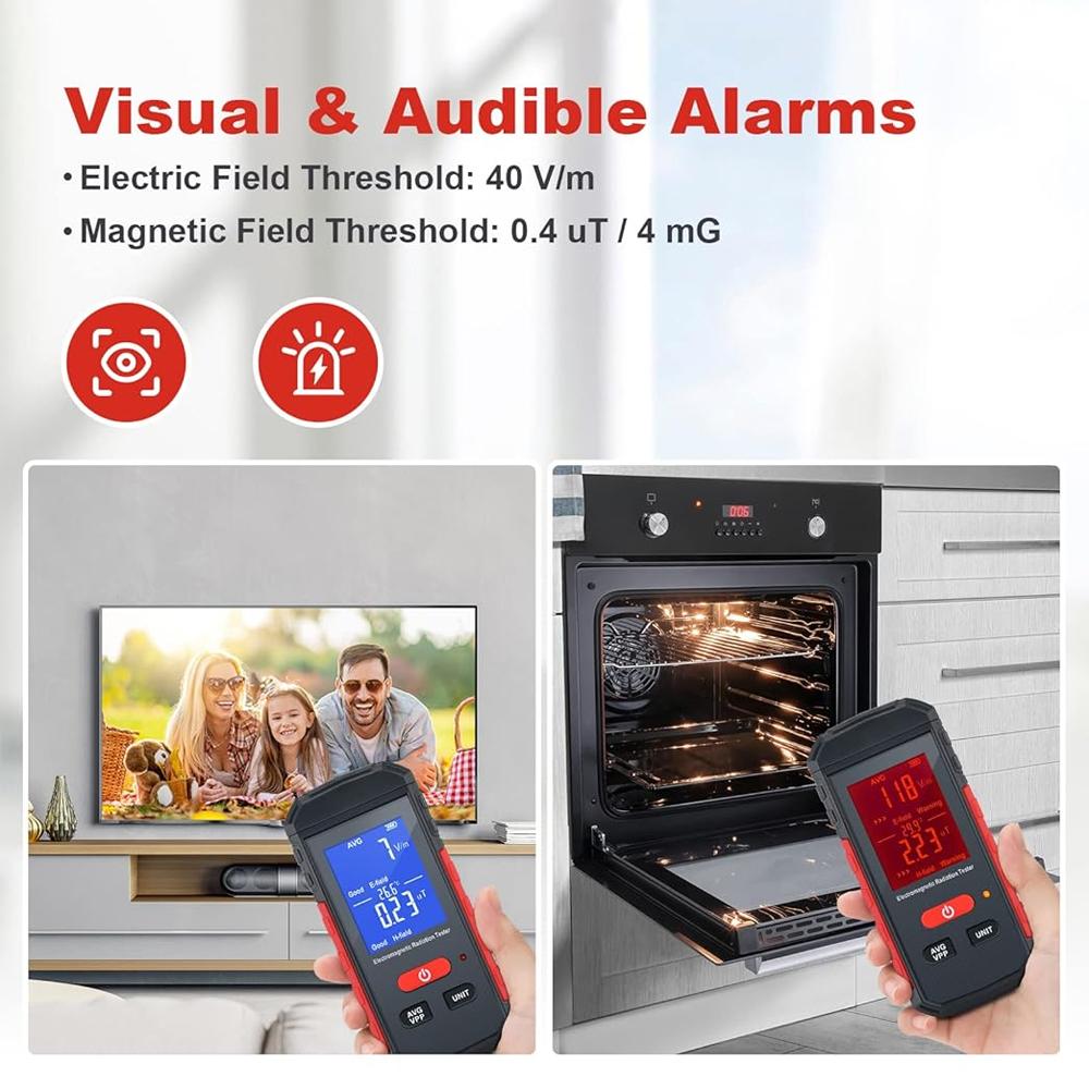 Handheld Portable Electromagnetic Radiation Detector, Electric & Magnetic Field Temperature Measurement, For Home EMF Inspection