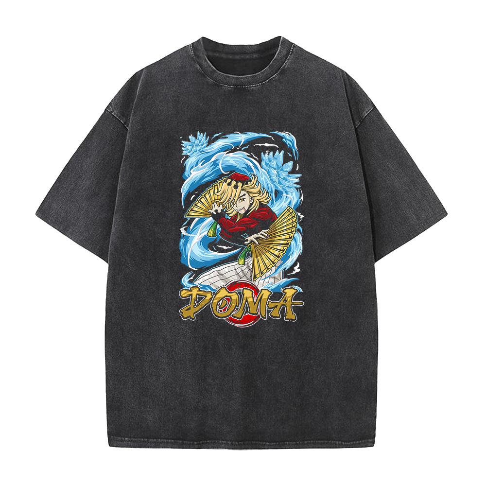 Hot Anime Demon Slayer Kamado Tanjirou Graphic Tee Men Manga Vintage T-shirts Washed Cotton T Shirt Harajuku Male Casual Tshirt