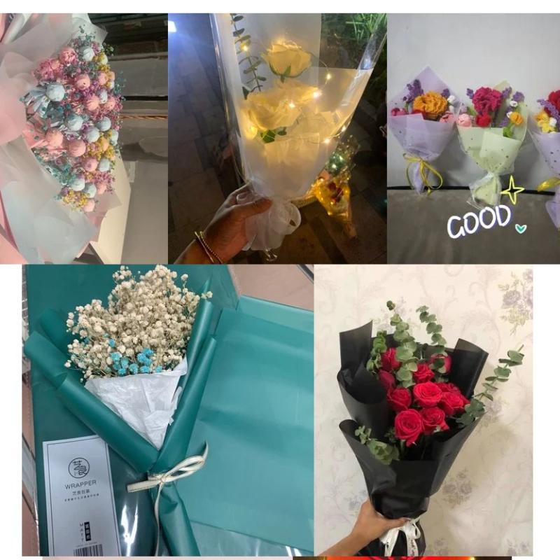 20 Stück Plastik OPP Blumenverpackung Geschenkpapier Farben Matt Wasserdichte Papiere Geschenke Floristenmaterial Transluzente Verpackung 58x58cm
