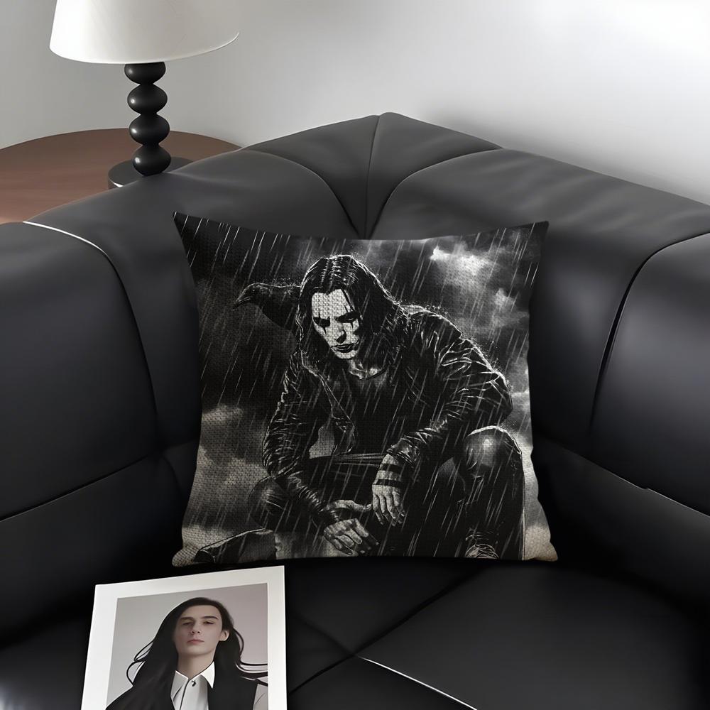 T-The C-Crow Movie Cushion Cover Natural Linen Organic Fabric Double-Sided Printing Sofa Home Decor Gift Pillow Case