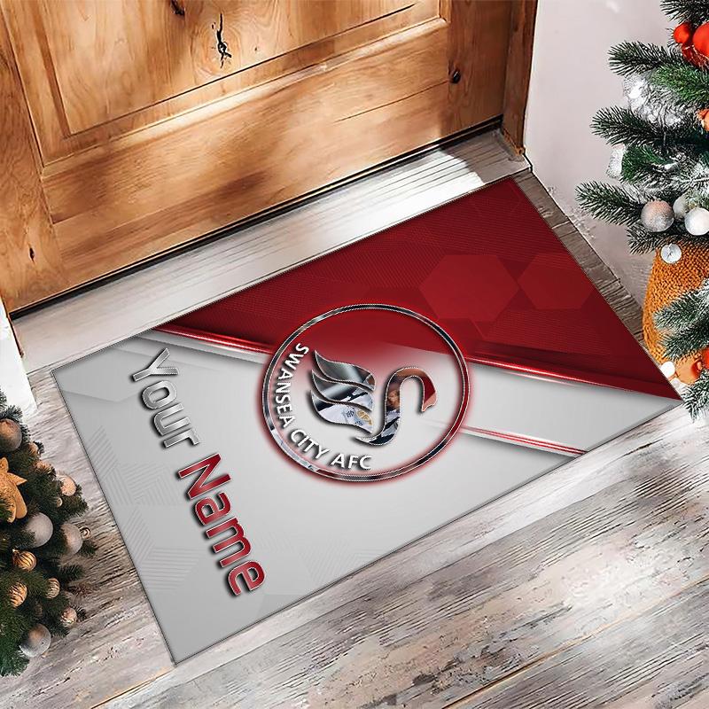 Swansea City FC Printed Crystal Velvet Rug Non‑Slip Crystal Velvet Carpet For Sofa Bedroom Indoor Home Decoration