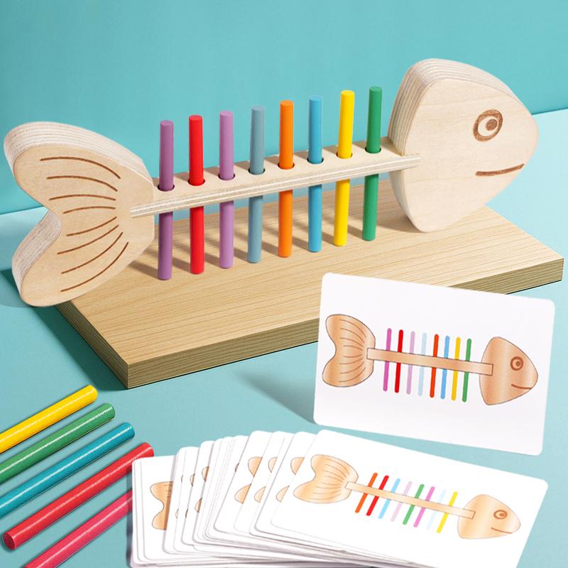 Montessori Color Matching Sensory Toys Wooden Balance Stick Fine Training Game Puzzle Toy For Boys Girls Birthday Christmas Gift